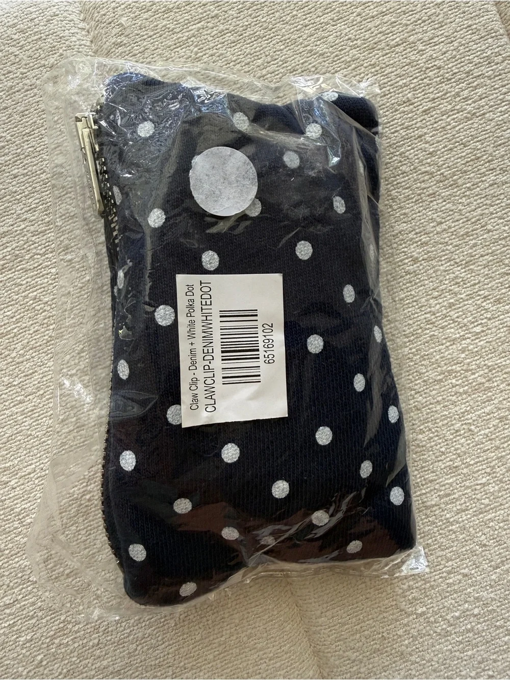 PARKE Claw Clip - Denim + White Polka Dot